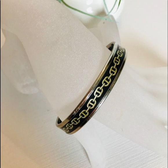 Hermes Jewelry - Hermès (62mm) palladium & enamel bangle bracelet